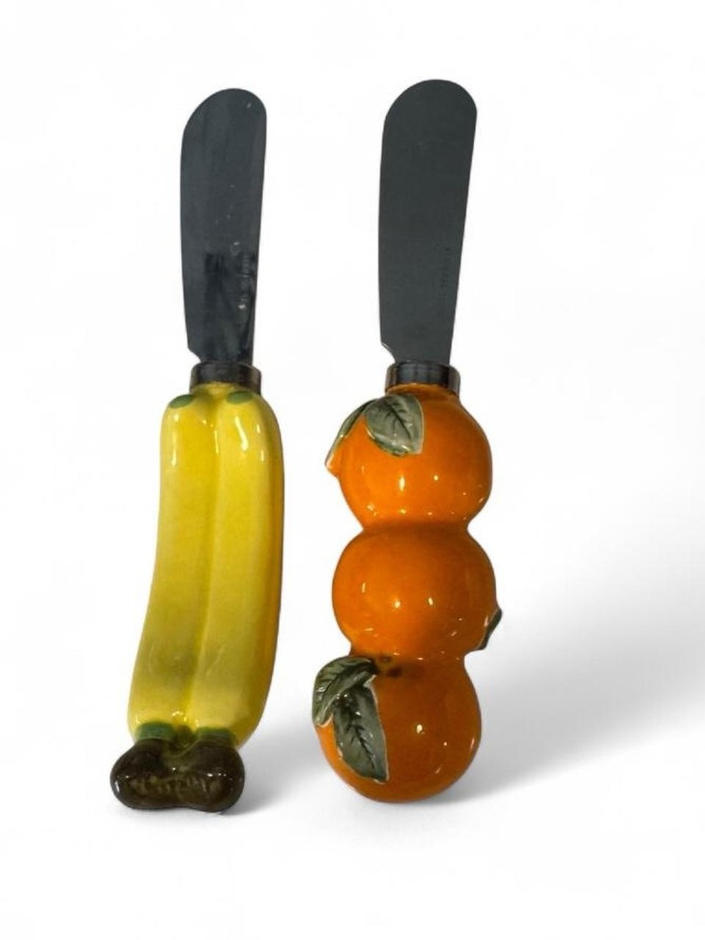 Ceramic Fruit Spreaders - Banana & Orange Handles